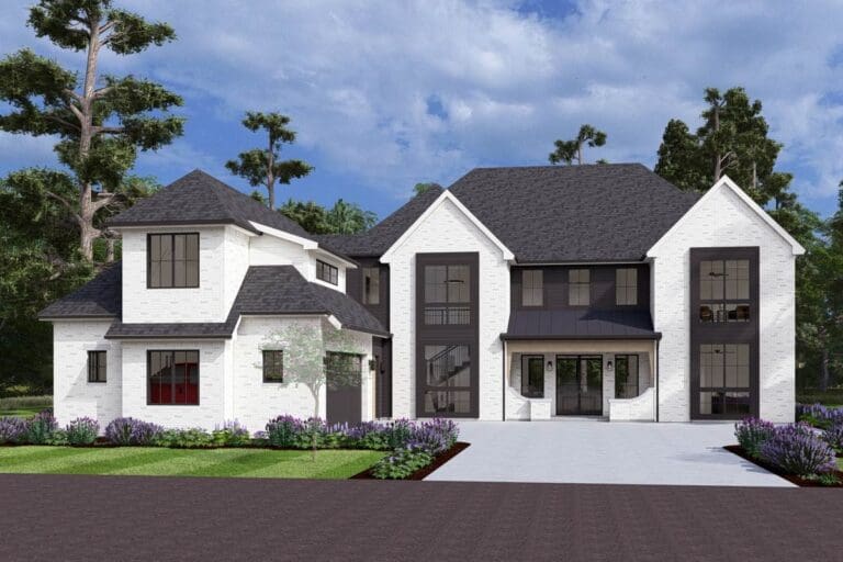 4-Bedroom 2-Story Modern Farmhouse With Courtyard Entry and Bonus Room (Floor Plan)