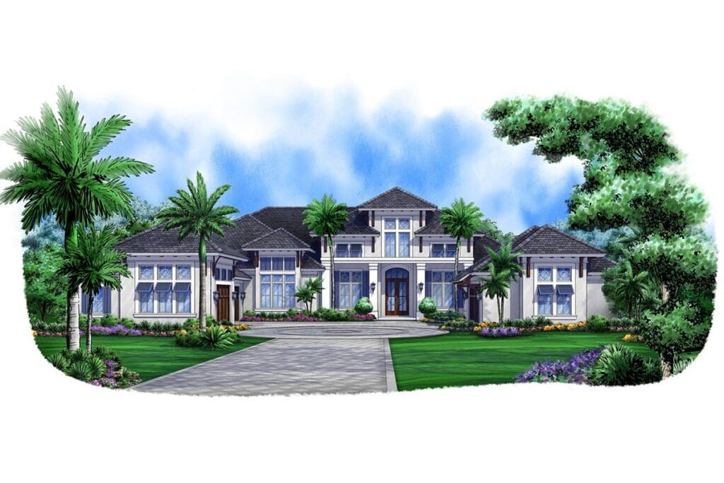 4-Bedroom 1-Story Luxury Modern Farmhouse With 4-Car Garage and Covered Garden (Floor Plan)
