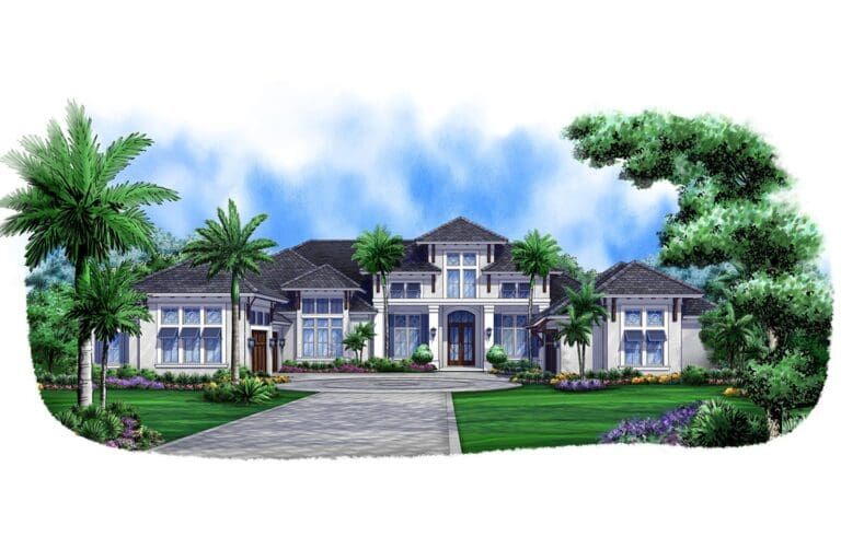 4-Bedroom 1-Story Luxury Modern Farmhouse With 4-Car Garage and Covered Garden (Floor Plan)