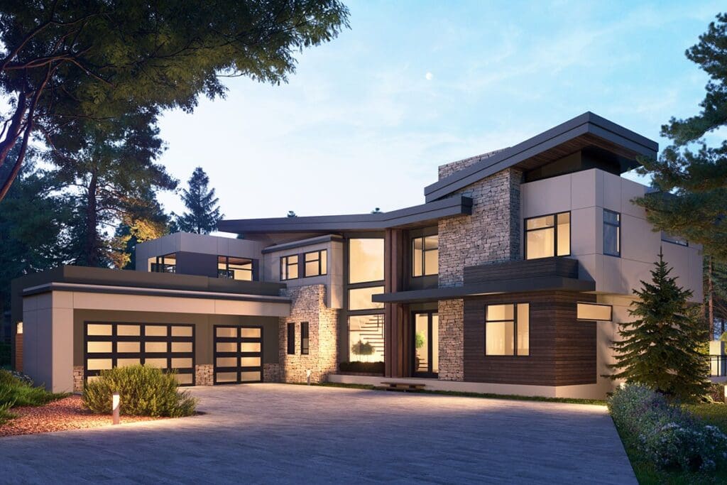 4-Bedroom 2-Story Contemporary House with Indoor-Outdoor Living (Floor Plan)