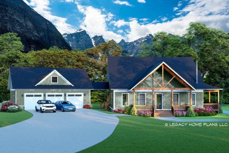 3-Bedroom 2-Story Rustic Country House with 3-Master Suites (Floor Plan)