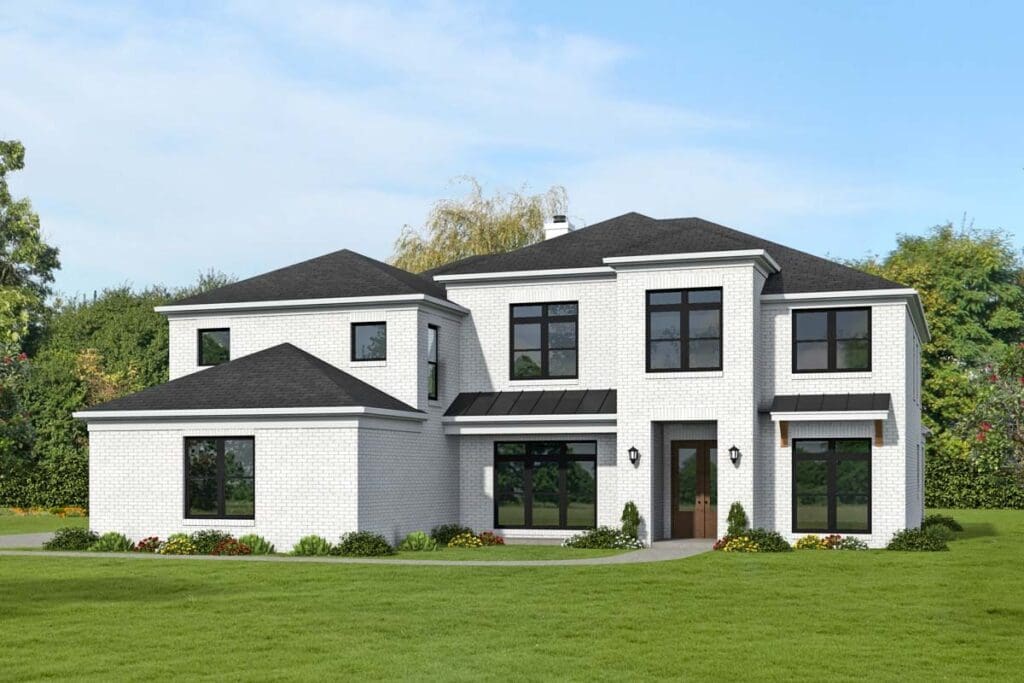 2-Story 6-Bedroom House with Elevator and Home Office (Floor Plan)