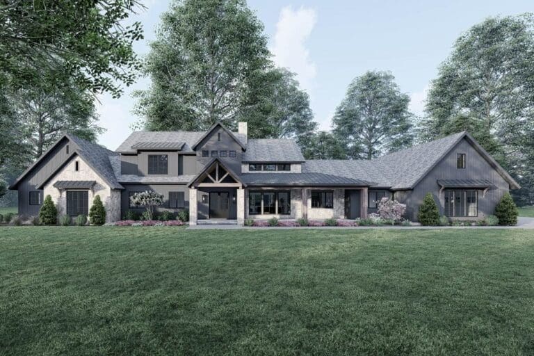 2-Story 4-Bedroom Modern Mountain House with Outdoor Kitchen (Floor Plan)