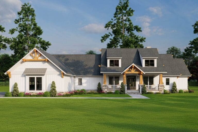 4-Bedroom Single-Story Mountain House with 2 Bonus Rooms (Floor Plan)