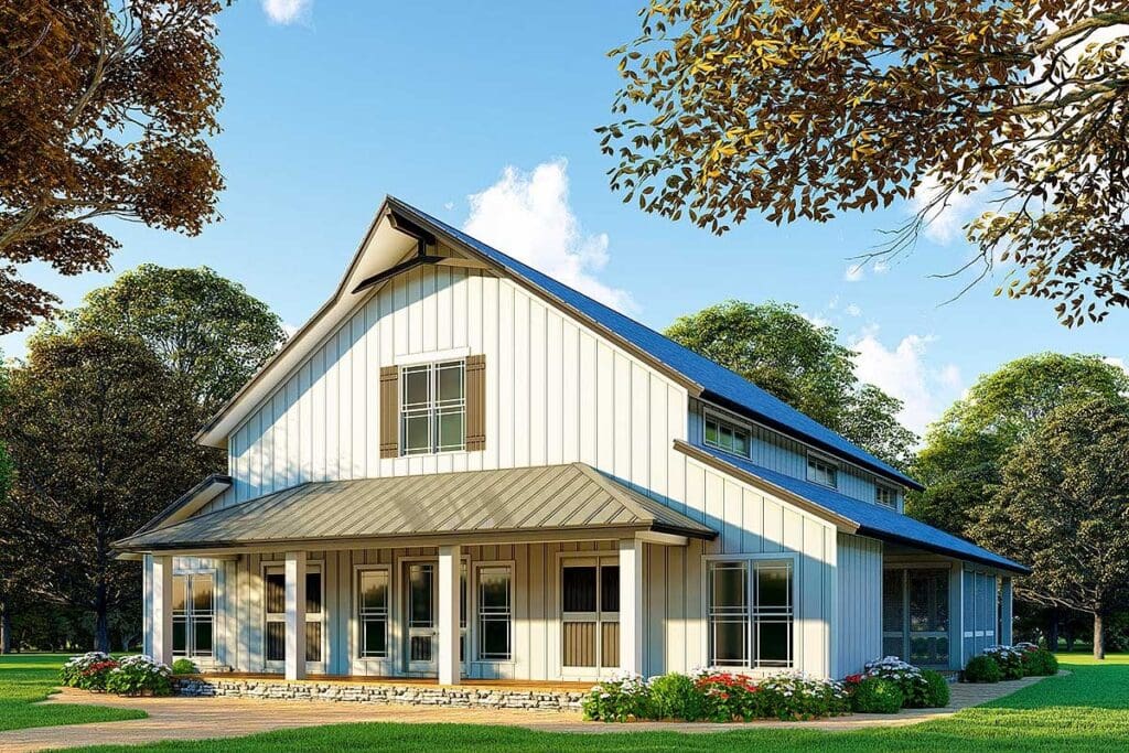 3-Bedroom 2-Story Barndominium Country House with Two-Balconies (Floor Plan)