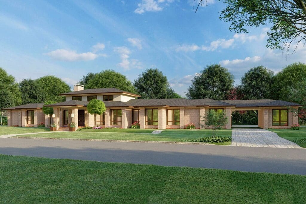 3-Bedroom 1-Story Modern Farmhouse With 4-Car Side Garage and Spacious Porches (Floor Plan)