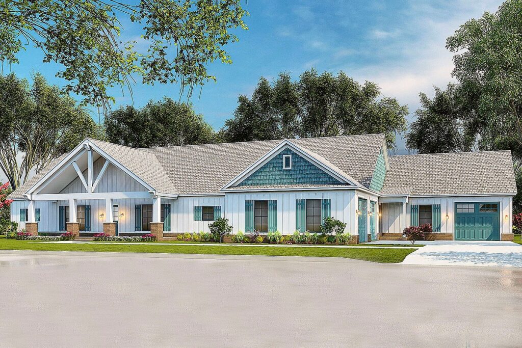 4-Bedroom 1-Story Multi-Generational Ranch Home with 1-Bed Apartment (Floor Plan)