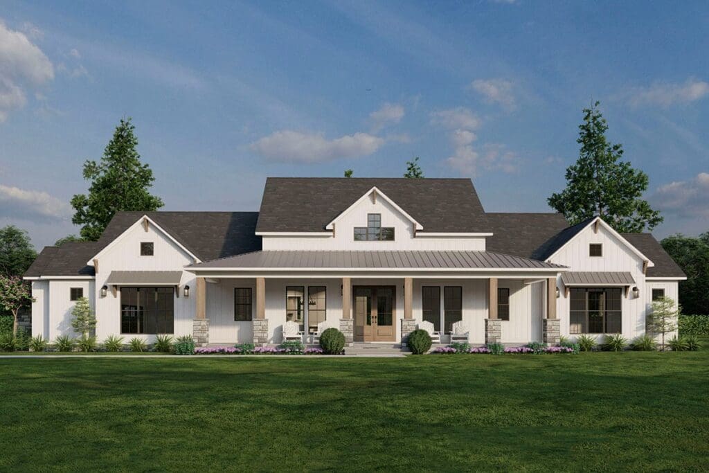 4-Bedroom 1-Story Modern Farmhouse With Side-Entry 3-Car Garage (Floor Plan)