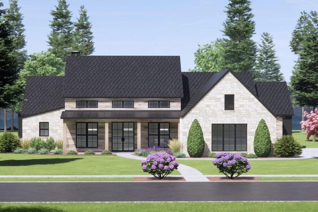 4-Bedroom 1-Story Modern Farmhouse With Expansive Rear Porch (Floor Plan)