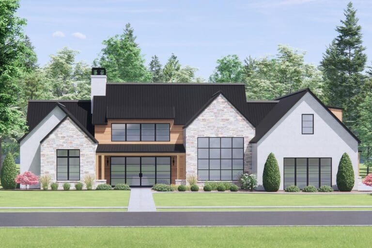 4-Bedroom 1-Story Modern Farmhouse With Side-Entry 3-Car Garage & Bonus Room (Floor Plan)