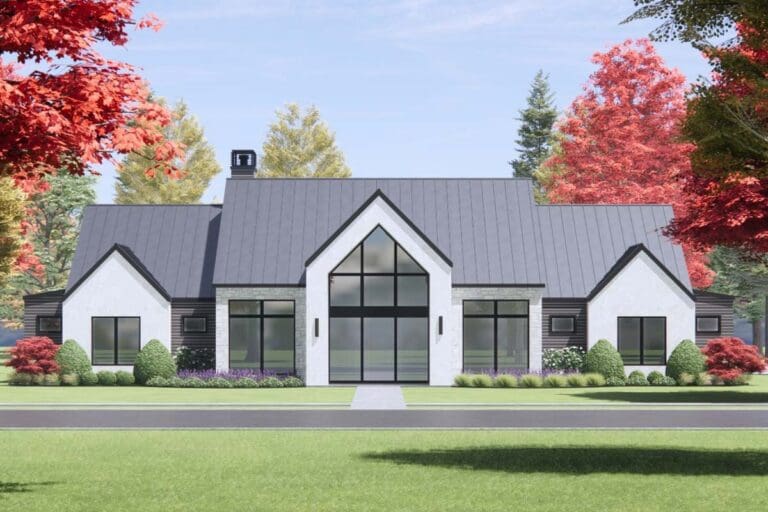 4-Bedroom 1-Story Modern Farmhouse With Bonus Room and Expansive Rear Porch (Floor Plan)