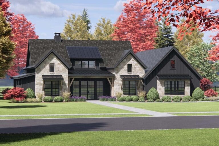4-Bedroom 1-Story Modern Hill Country House with Vaulted Great Room (Floor Plan)