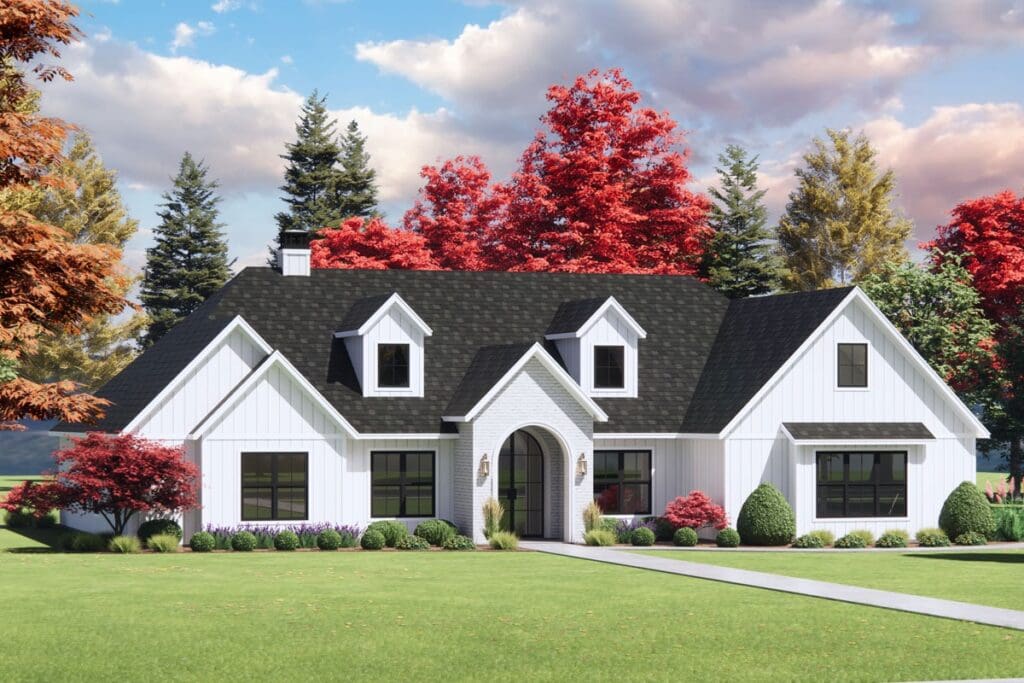 4-Bedroom 1-Story Transitional European House with Bonus Room (Floor Plan)