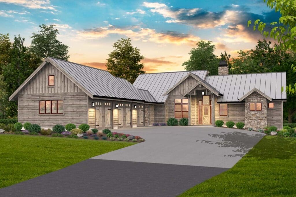 3–5 Bedroom 1-Story Modern Farmhouse With Courtyard Entry 3-Car Garage (Floor Plan)