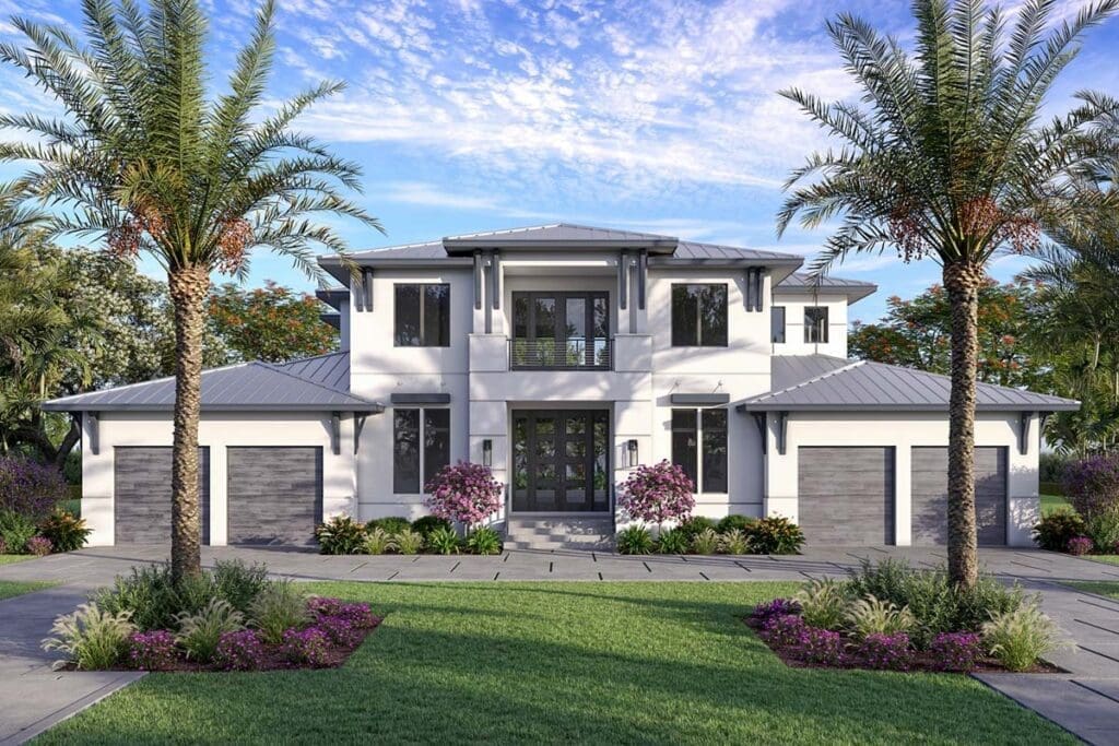 4-Bedroom 2-Story Coastal Contemporary House with Two Master Suites (Floor Plan)