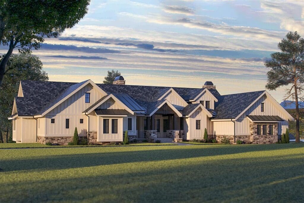 5-Bedroom 1-Story Mountain Craftsman House with 4-Car Garage (Floor Plan)