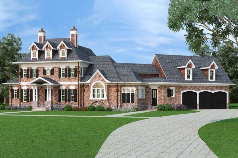 4-Bedroom 2-Story Grand Colonial House with Angled Garage (Floor Plan)