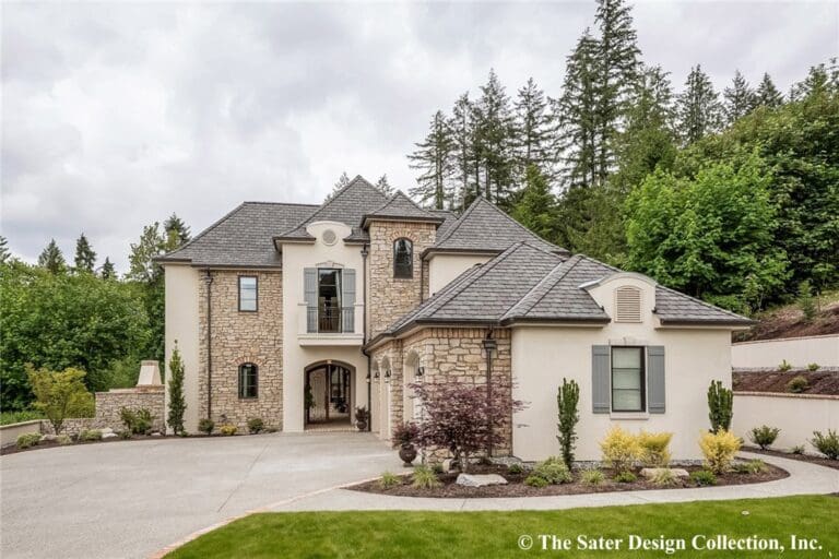 4-Bedroom 2-Story French Country House with Central Loggia (Floor Plan)
