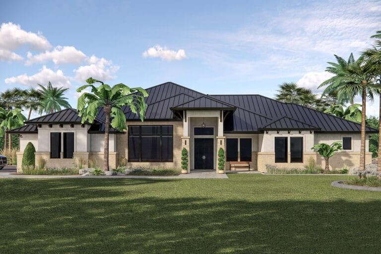4-Bedroom Single-Story Transitional Home with Split-Bed Layout (Floor Plan)