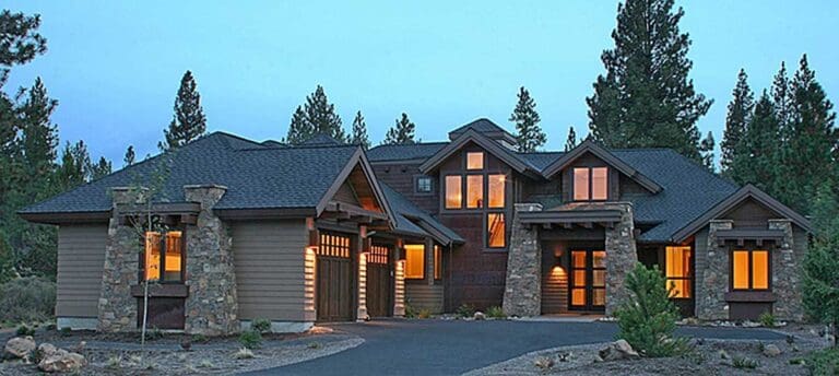 4-Bedroom Two-Story Mountain Lodge with Dual-Master Suites (Floor Plan)