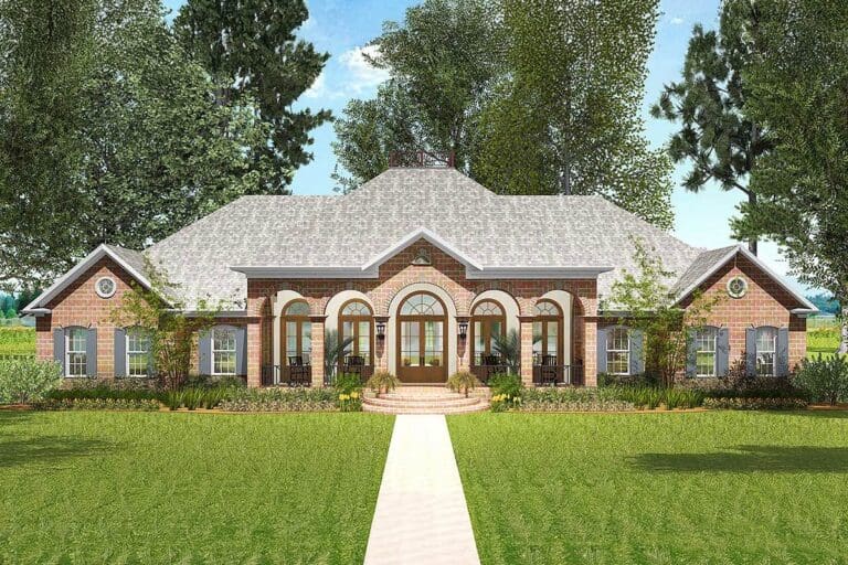 4-Bedroom 1-Story Southern House with Home Office and a Separate Study (Floor Plan)