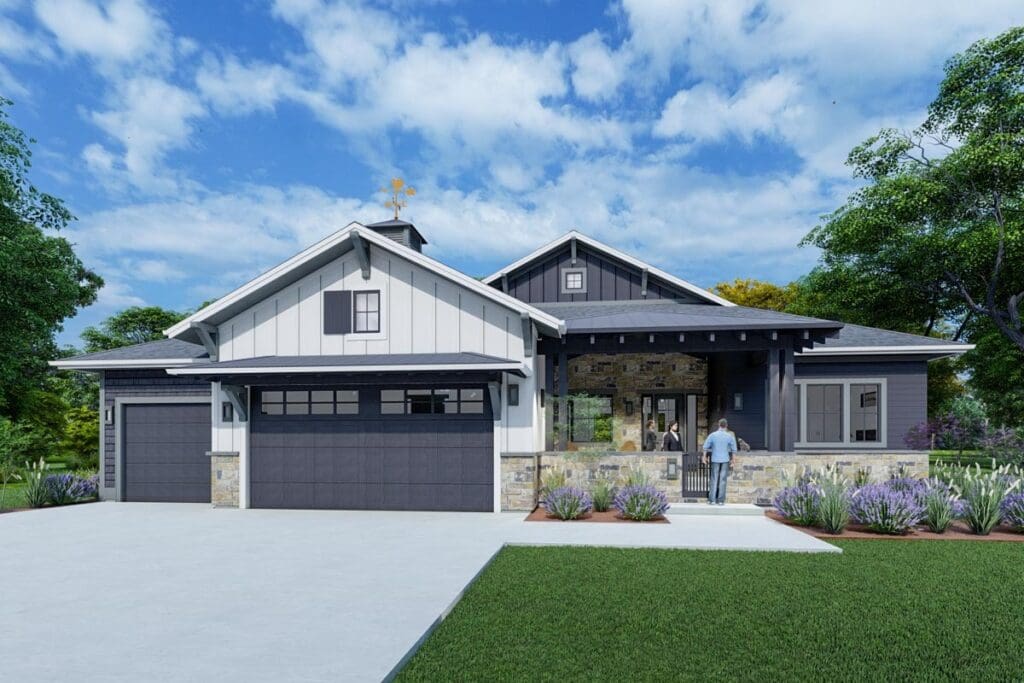 5-Bedroom 1-Story New American House with Finished Lower Level (Floor Plan)