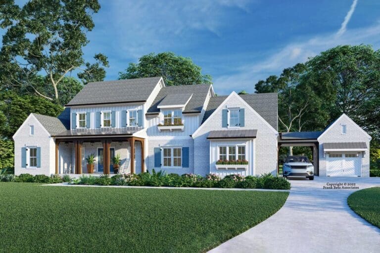 Two-Story 5-Bedroom New American Farmhouse with Porte-cochere (Floor Plan)