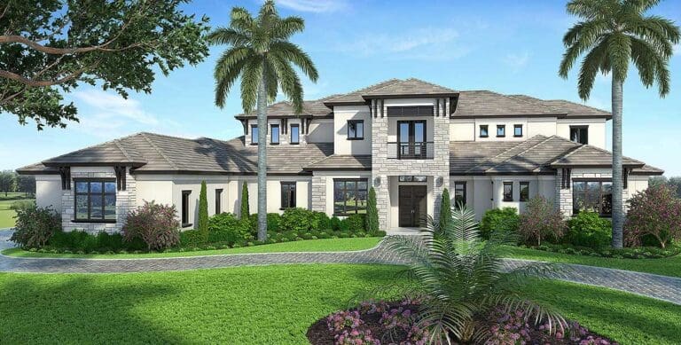 5-Bedroom 2-Story Contemporary Florida House with Wraparound Lanai (Floor Plan)