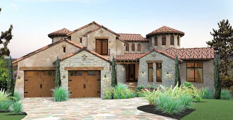 4-Bedroom 2-Story Mediterranean Home with Formal Study and Game Room (Floor Plan)