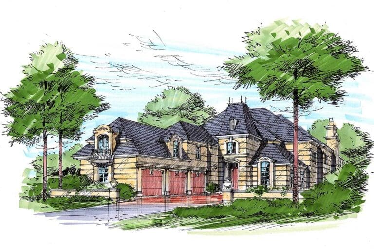 2-Story 3-Bedroom French Country Home with Sunroom (Floor Plan)