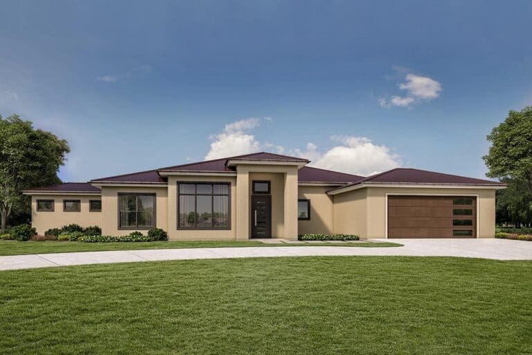 3-Bedroom 1-Story Ranch House with Home Theater and Gym (Floor Plan)