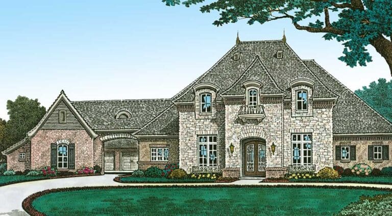 4-Bedroom Dual-Story Luxury House with Parking Courtyard (Floor Plan)