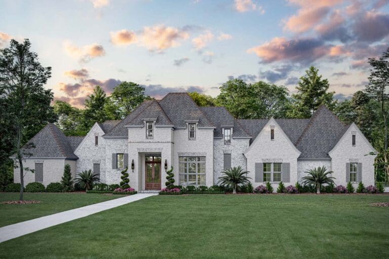 4-Bedroom Dual-Story Transitional Home with Media Room (Floor Plan)