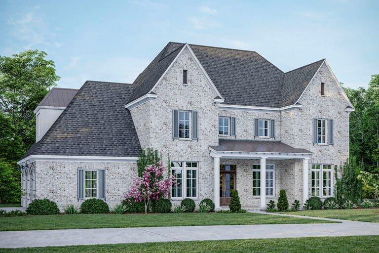 5-Bedroom Dual-Story Southern Home with Two-story Living Room (Floor Plan)