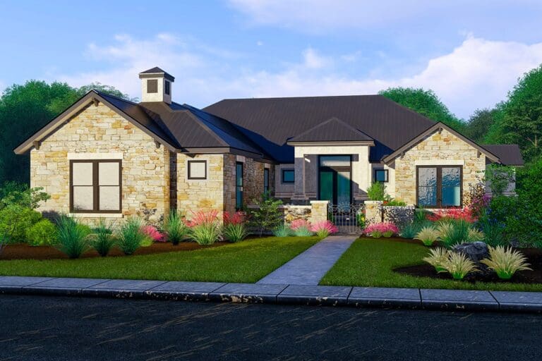 3-Bedroom 1-Story Modern Farmhouse With Expansive Porches and Side Garage (Floor Plan)