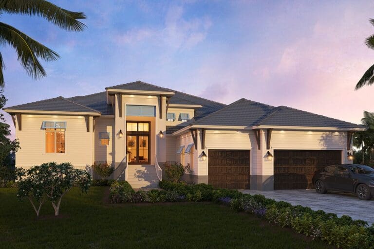 4-Bedroom One-Story Southern Transitional House with Pool Concept (Floor Plan)