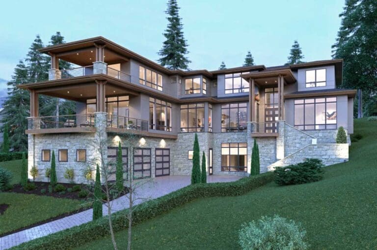 5-Bedroom Dual-Story Contemporary House with Home Theater (Floor Plan)