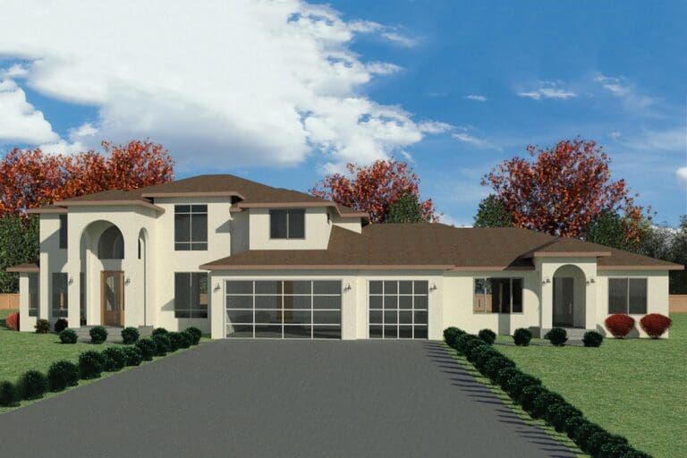 7-Bedroom 2-Story European House with 2-Bedroom ADU Attached (Floor Plan)