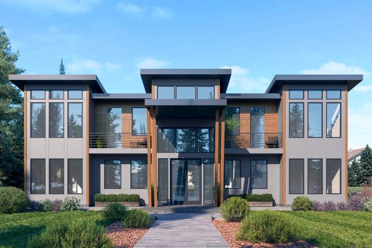 8-Bedroom 2-Story Contemporary House with ADU above 4-Car Garage (Floor Plan)