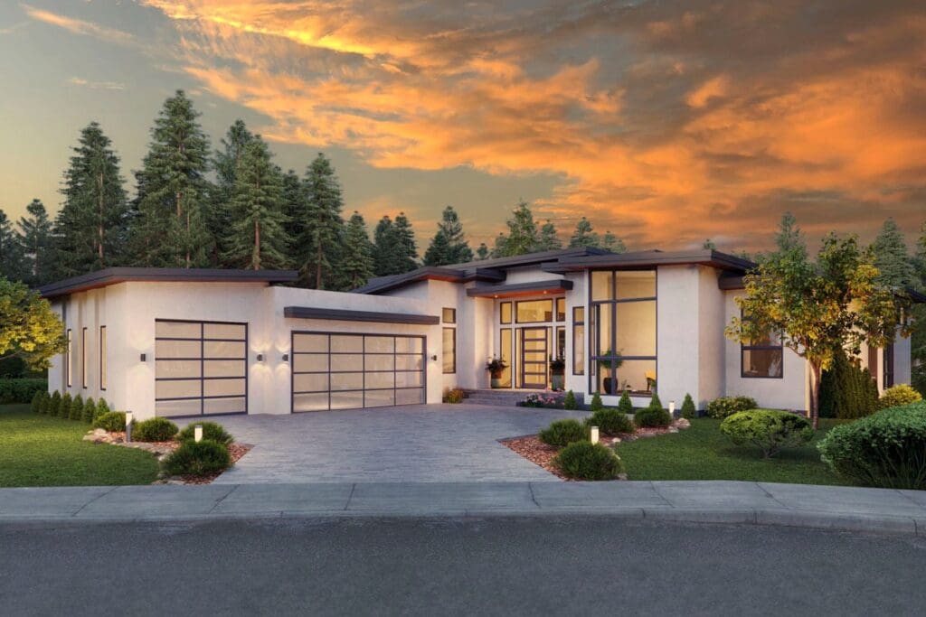 4-Bedroom 2-Story Modern House with Home Office and Home Theater (Floor Plan)