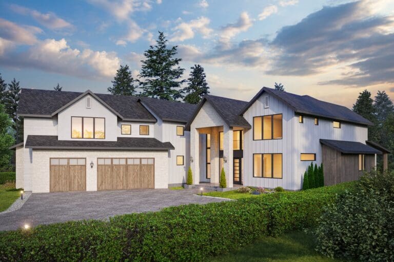 5-Bedroom Two-Story Contemporary Home with Angled Garage (Floor Plan)