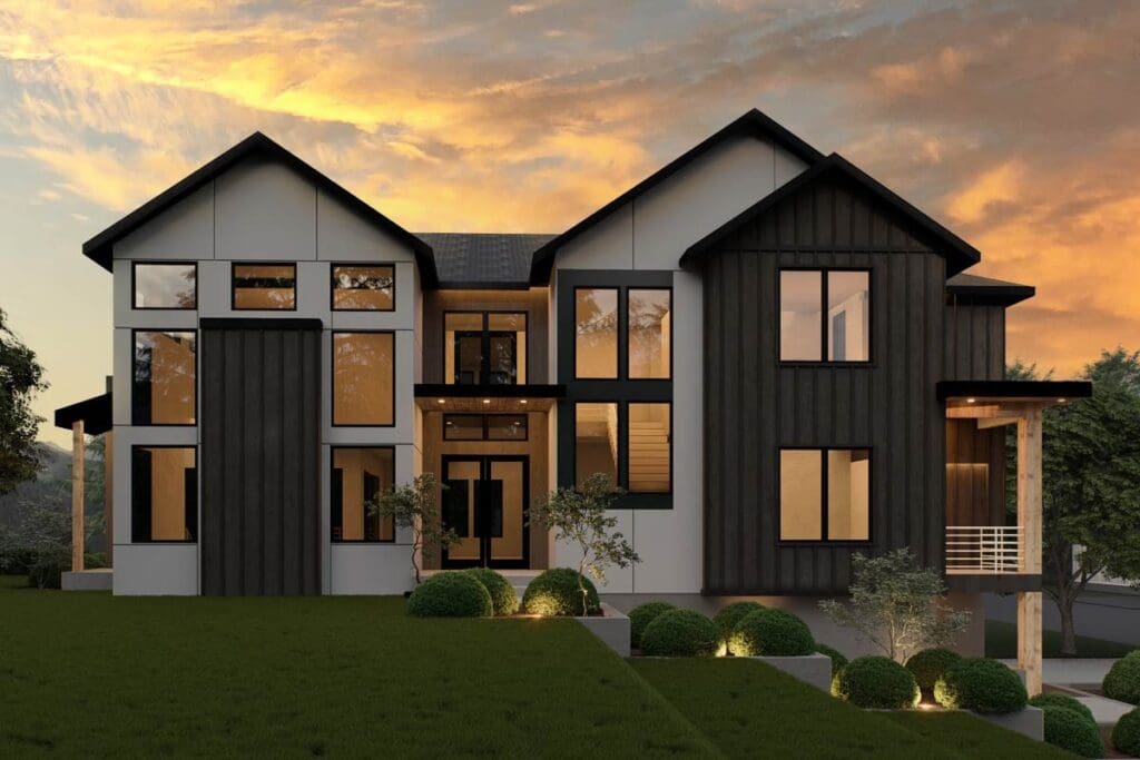 5-Bedroom 3-Story Contemporary Modern House with Home Office (Floor Plan)