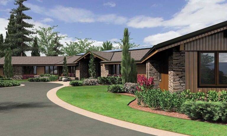 5-Bedroom 1-Story X-Shaped House with Private Studio Space (Floor Plan)