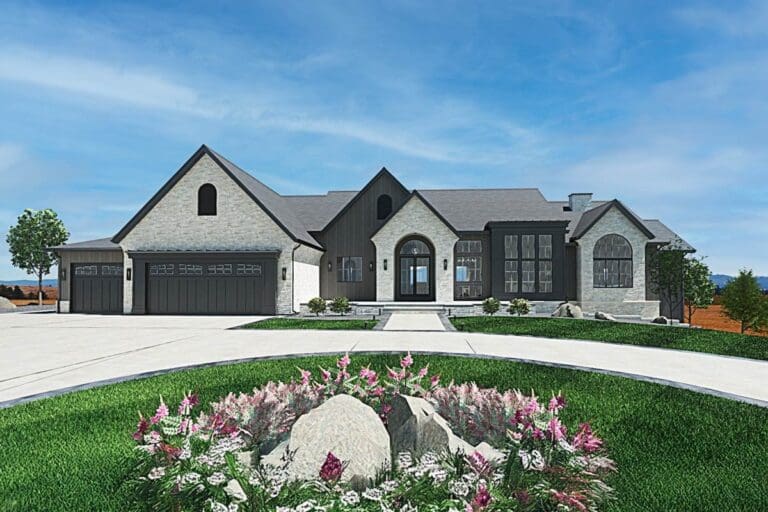 4-Bedroom 1-Story Transitional House with Finished Lower Level (Floor Plan)