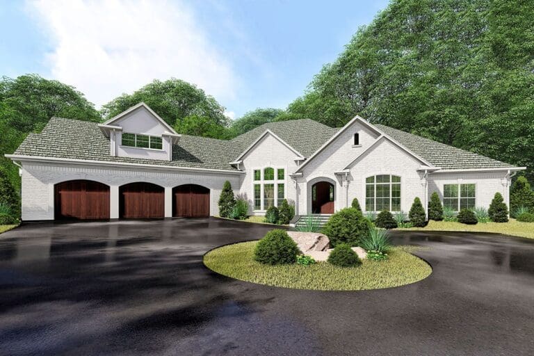 4-Bedroom Dual-Story European Home with Angled Garage (Floor Plan)