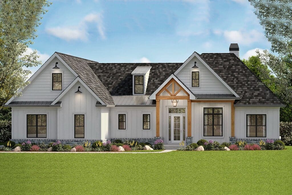 Luxurious 2-Story Modern Farmhouse With Up to 6 Bedrooms and Side-Entry Garage (Floor Plan)