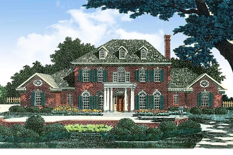 4-Bedroom 2-Story Farmhouse Plan With 3-Car Side Entry Garage and Outdoor Living Space (Floor Plan)