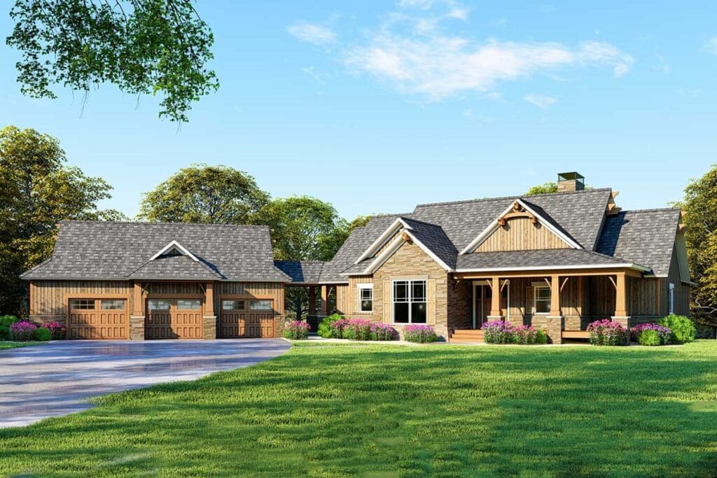 Luxury 4-Bedroom 1-Story Modern Farmhouse With Courtyard Garage, Bonus Lower Level & Outdoor Living (Floor Plan)