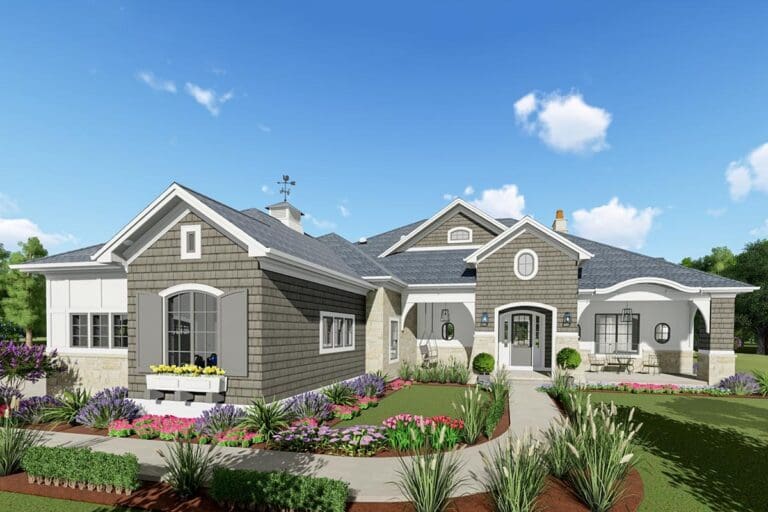 Spacious Modern Farmhouse With 3,433 Sq. Ft. Main Floor, Up to 4 Beds & Multiple Garage Entries (Floor Plan)