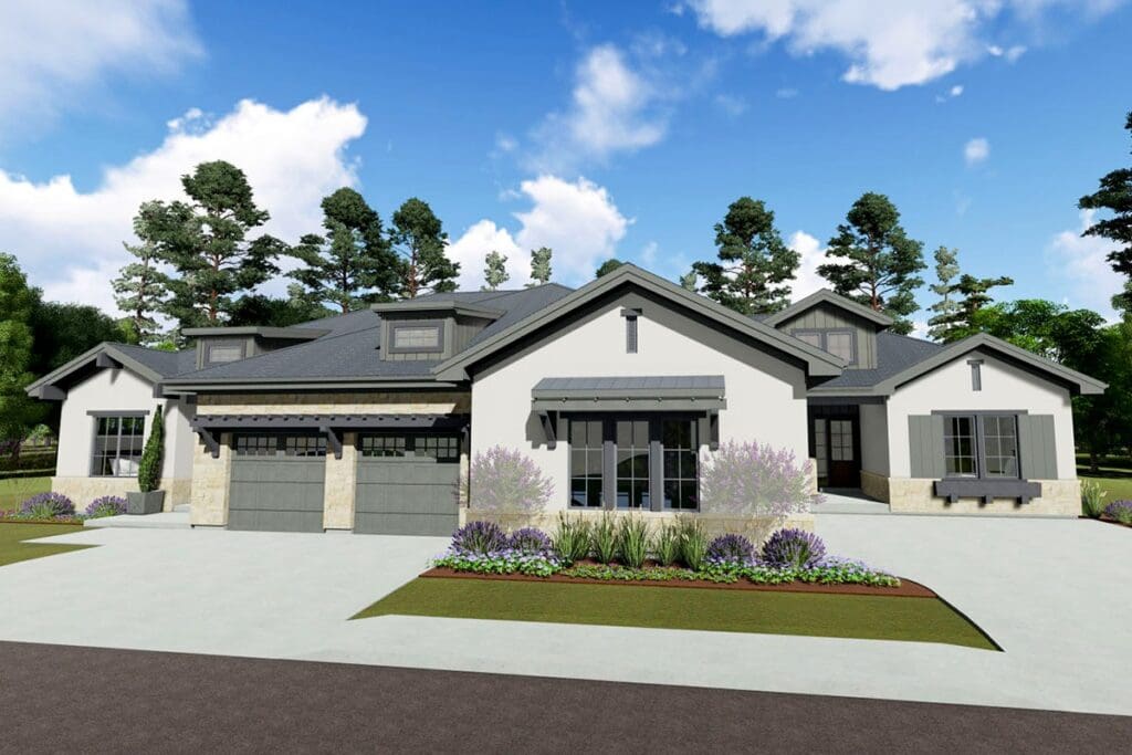 Spacious 4-Bedroom 1-Story Farmhouse With Dual Porches and 4.5 Baths (Floor Plan)